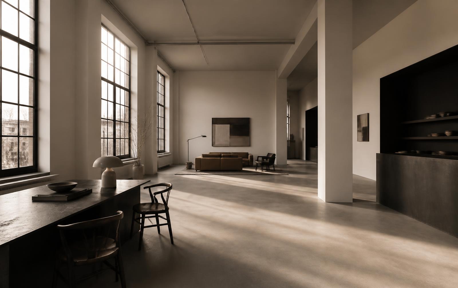 Espace de travail du studio Pixelp, lumière naturelle et matières sobres